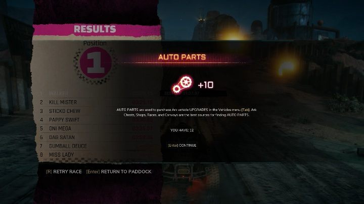 Za wygranie wyścigu dostaniesz - Wyścigi samochodowe w Rage 2 - Rage 2 - poradnik do gry