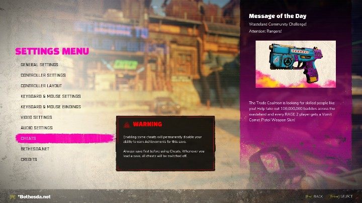 Aby włączyć kody musisz wejść w menu gry i wybrać zakładkę kody - Kody i cheaty do Rage 2 - Rage 2 - poradnik do gry