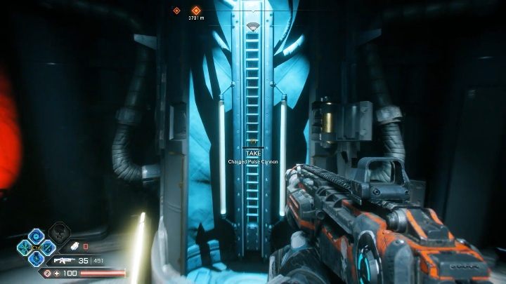 Po wejściu do Arki podejdź do centralnego stanowiska, z którego możesz wyjąć doładowane działko pulsacyjne (charge pulse cannon) - Doładowane działko pulsacyjne | Bronie w Rage 2 - Rage 2 - poradnik do gry