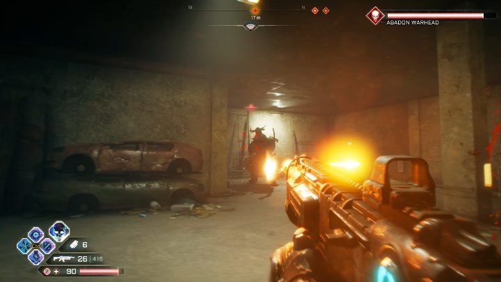 Jednym z przeciwników czających się na ciebie na parkingu jest Abadon Warhead - Grobowiec Silnika | Gniazda Miażdżycieli w Rage 2 - Rage 2 - poradnik do gry