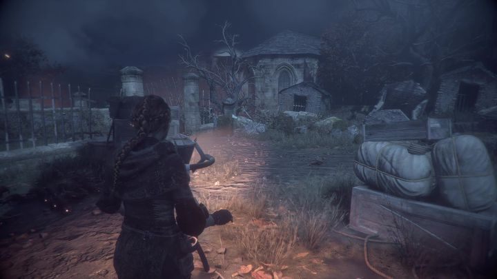 Teraz będziesz mógł zabrać skrzynię i podstawić ją pod urwisko - A Plague Tale Innocence: W cieniu zamkowych murów - solucja, opis przejścia - A Plague Tale Innocence - poradnik do gry