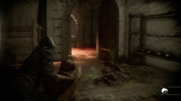 Zadanie zakończy się w momencie, gdy dotrzesz do głównej sali - A Plague Tale Innocence: Więzy krwi - solucja, opis przejścia - A Plague Tale Innocence - poradnik do gry