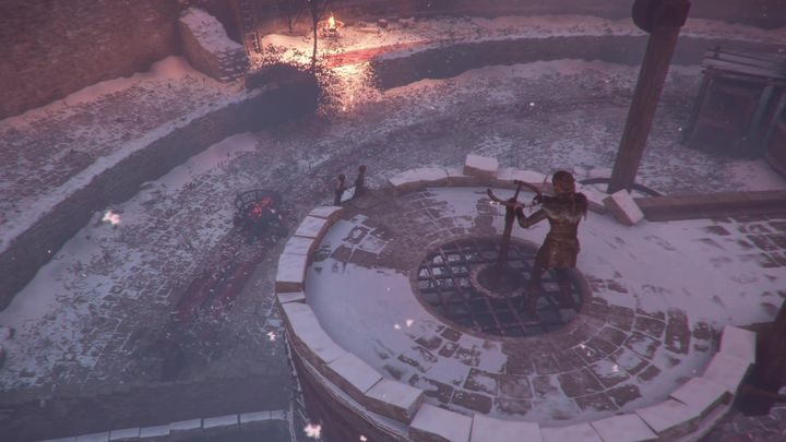 Potem będziesz musiał udać się także do paleniska zjadającego się naprzeciwko i przesunąć je w stronę fosy, gdzie je podpalisz - A Plague Tale Innocence: Ku pamięci - solucja, opis przejścia - A Plague Tale Innocence - poradnik do gry