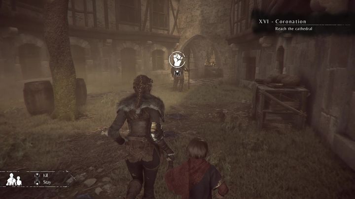 Po tej sekwencji, wejdź w interakcję z wozem - A Plague Tale Innocence: Koronacja - solucja, opis przejścia - A Plague Tale Innocence - poradnik do gry