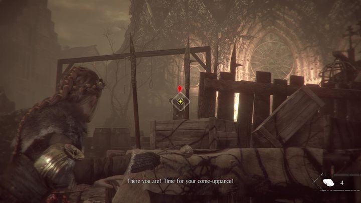 Wykorzystaj miejsce, gdzie stali łucznicy, by wejść na dziedziniec katedry - A Plague Tale Innocence: Koronacja - solucja, opis przejścia - A Plague Tale Innocence - poradnik do gry