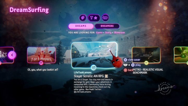 W Dreams można grać samodzielnie lub z innymi - mnogość poziomów pozwala każdemu cieszyć się rozgrywką - Gra Dreams w pigułce - Dreams - poradnik do gry