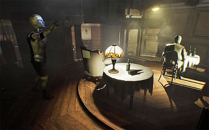 Wciśnięcie przycisku opuszcza krzesło - Zagadka z wiszącym krzesłem | Rozwiązanie zagadki w Layers of Fear 2 - Layers of Fear 2 - poradnik do gry