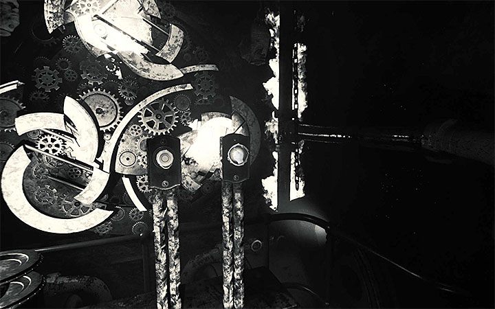 Prawe dźwignie używane są do obracania trybików po to żeby je dopasować - Zagadka z trybikami | Rozwiązanie zagadki w Layers of Fear 2 - Layers of Fear 2 - poradnik do gry