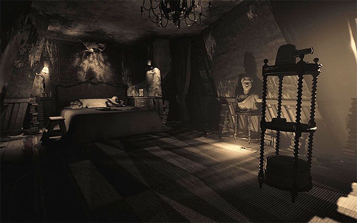Sypialnia to drugie po kuchni pomieszczenie domu odwiedzane w trzecim akcie gry - Zagadka w sypialni | Rozwiązanie zagadki w Layers of Fear 2 - Layers of Fear 2 - poradnik do gry