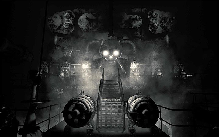 Eksplorację tego obszaru rozpoczynasz po wskoczeniu do studni - Obszar z maszynami i zegarem | Solucja Layers of Fear 2 - Layers of Fear 2 - poradnik do gry