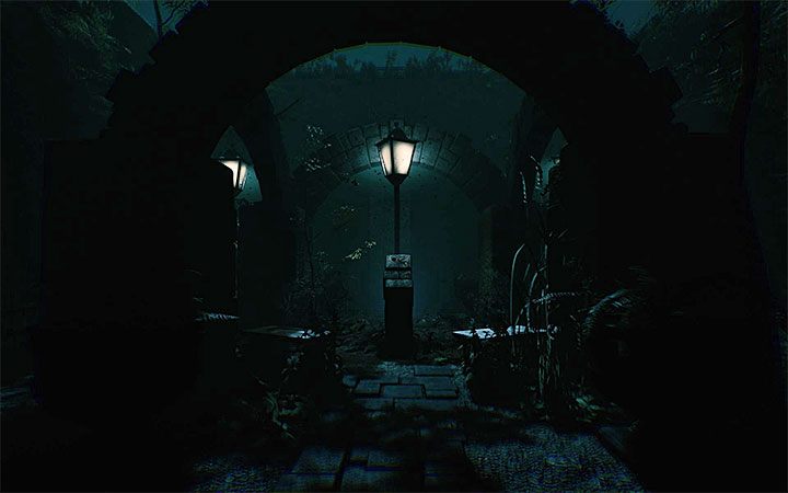 Płomieni musisz unikać aż do momentu dotarcia w pokazane na obrazku miejsce - Ogrody | Solucja Layers of Fear 2 - Layers of Fear 2 - poradnik do gry