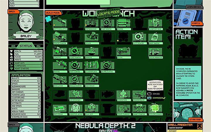 Od momentu zakupienia tego projektu możesz przełączać się w menu warsztatu na tryb Locate Mode - Crafting w Void Bastards - Void Bastards - poradnik do gry