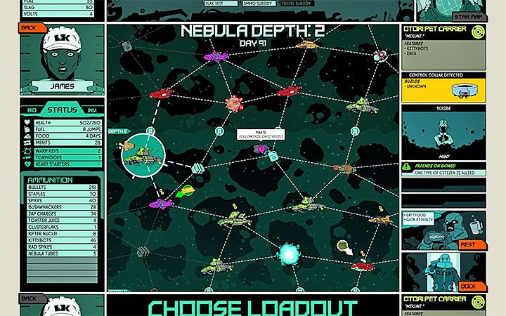 Na mapie mgławicy mogą pojawiać się inne latające obiekty i niektóre z nich stanowią dla ciebie zagrożenie - Eksploracja mgławicy w Void Bastards - Void Bastards - poradnik do gry