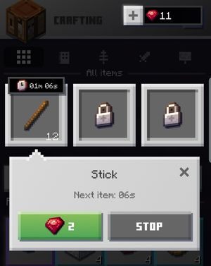 Wyprodukowanie każdego przedmiotu zajmuje określony czas - Jak działa wytwarzanie przedmiotów w Minecraft Earth? - Minecraft Earth - poradnik do gry