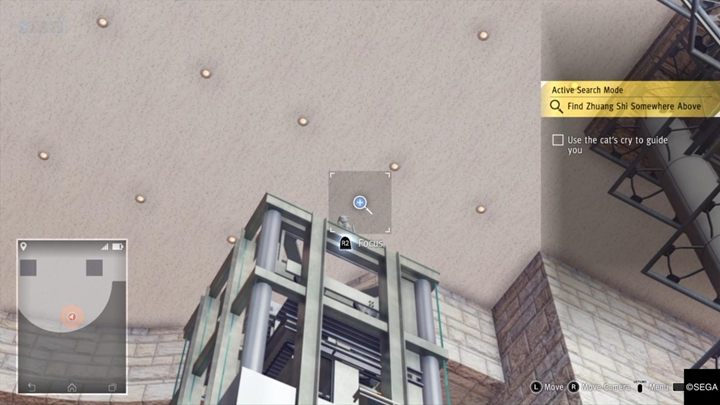 Podczas Search Mode musisz wytropić białego kota, który jest na samym szczycie konstrukcji - Judgment: Bar Tender - solucja, opis przejścia, poboczne śledztwa - Judgment - poradnik do gry