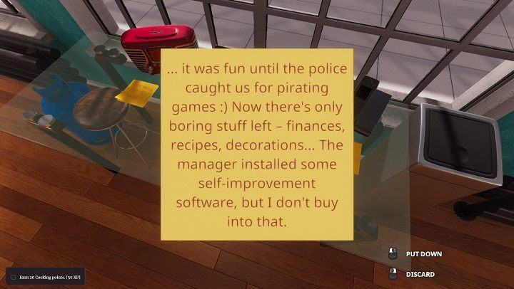 Jeśli na ekranie powitalnym pytającym nas o wprowadzenie do gry wybierzemy tak, wylądujemy w dość zrujnowanej wersji kuchni - młoda pani manager, która właśnie nas zatrudniła informuje nas, że musimy naprawić ten pozostawiony przez poprzednika bałagan i przywrócić kuchnię do działającego stanu - Początek kariery - jak ją zacząć w Cooking Simulator? - Cooking Simulator - poradnik do gry