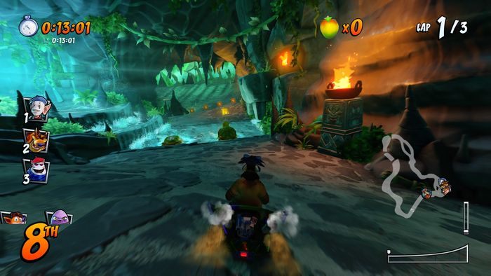 Litera C znajduje się w miejscu skoków przez lawę i wybijających ogni - Tryb CTR Challenge - Crash Team Racing w Crash Team Racing Nitro Fueled - Crash Team Racing Nitro-Fueled - poradnik do gry