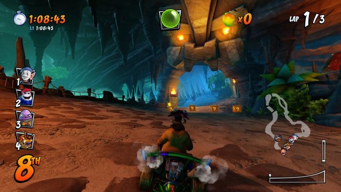 Aby zdobyć literę T musicie w miejscu pokazanym na obrazku wyskoczyć z rampy i złapać ją w locie - Tryb CTR Challenge - Crash Team Racing w Crash Team Racing Nitro Fueled - Crash Team Racing Nitro-Fueled - poradnik do gry