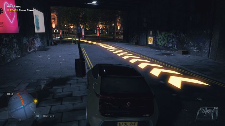 W tym celu wejdź za kółko jednego z pojazdów, który pojawi się blisko ciebie i jedź za strzałkami, które pokażą ci drogę - Watch Dogs Legion: Twardy reset - solucja, opis przejścia - Watch Dogs Legion - poradnik do gry