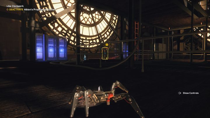 Gdy już będziesz na samej górze, podejdź do skrzynki, która wizualizuje propagandę Albionu, aby ukończyć misję - Watch Dogs Legion: Jak w zegarku - solucja, opis przejścia - Watch Dogs Legion - poradnik do gry