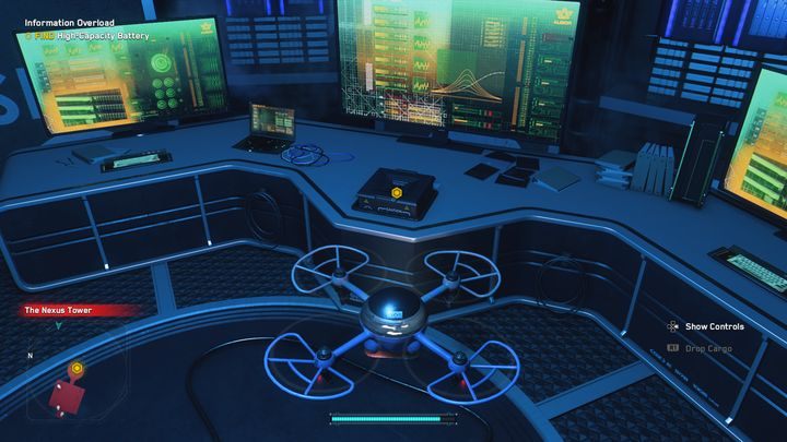 Teraz twoim zadaniem będzie zaczepienie baterii do drona (opadnij dronem dotykając baterii, aby to zrobić) - Watch Dogs Legion: Przeładowanie informacją - solucja, opis przejścia - Watch Dogs Legion - poradnik do gry