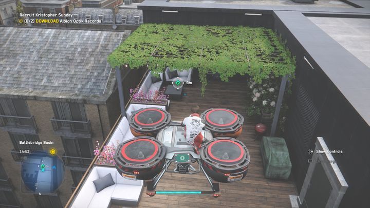 Punkt technologii znajduje się na dużym balkonie przy stoliku - Watch Dogs Legion: Punkty technologii - mapa Islington i Hackney - Watch Dogs Legion - poradnik do gry