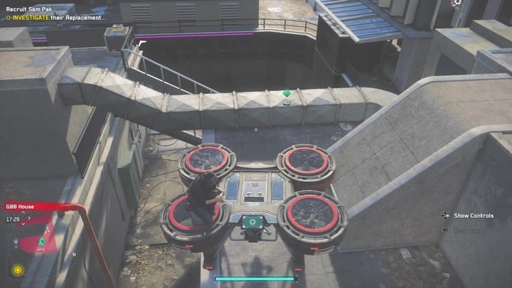 Znajduje się na rusztowaniu, tuż przy ogrodzeniu (tuż obok kręci się pracownik) - Watch Dogs Legion: Punkty technologii - mapa Camden - Watch Dogs Legion - poradnik do gry