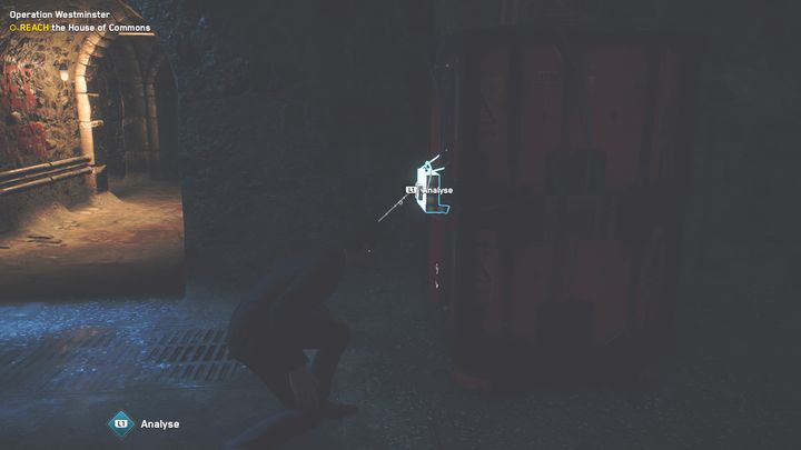 Po aktywacji terminala, idź dalej aż znajdziesz się w pomieszczeniu z bombami - Watch Dogs Legion: Operacja Westminister, prolog - solucja, opis przejścia - Watch Dogs Legion - poradnik do gry