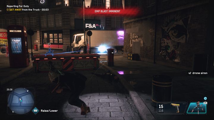 Gdy pobieranie się zakończy, będziesz miał kilka sekund na to, aby wycofać się od ciężarówki - Watch Dogs Legion: Gotowość do służby - solucja, opis przejścia - Watch Dogs Legion - poradnik do gry