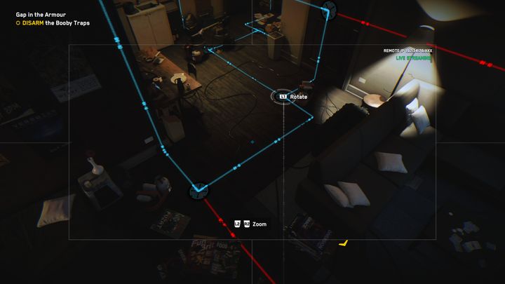 Aby mieć lepszy widok, przełącz się na kamerę po prawej stronie - Watch Dogs Legion: Luka w pancerzu - solucja, opis przejścia - Watch Dogs Legion - poradnik do gry
