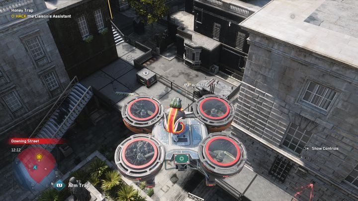 Gdy już dotrzesz na miejsce, najlepiej będzie przyzwać drona transportowego - Watch Dogs Legion: Zasadzka z wabikiem - solucja, opis przejścia - Watch Dogs Legion - poradnik do gry