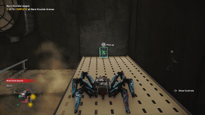 Na samym końcu drogi znajduje się punkt technologii, podnieś go i ucieknij z tego miejsca - Watch Dogs Legion: Punkty technologii - mapa Nine Elms - Watch Dogs Legion - poradnik do gry