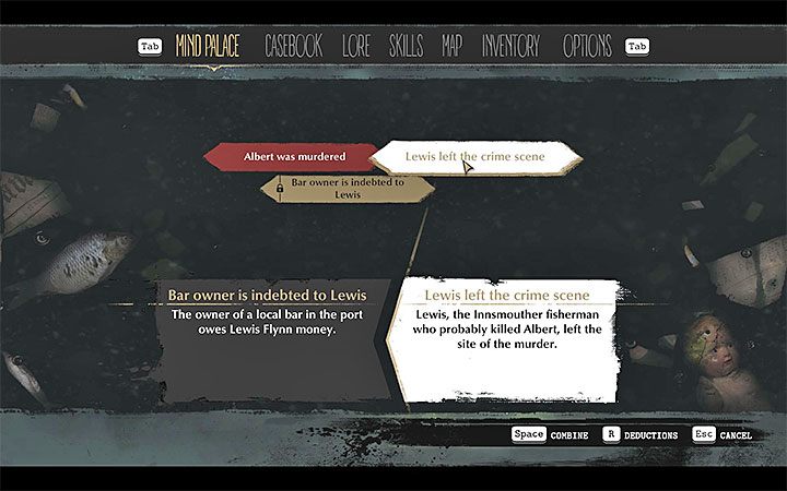 3) Korzystanie z Pałacu Umysłu - Pałac Umysłu to osobne menu, w którym możesz pozyskiwać nowe ślady - Prowadzenie śledztw w The Sinking City - The Sinking City - poradnik do gry