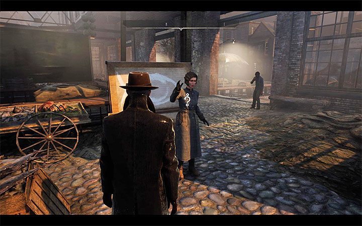 Po dotarciu do targu rybnego odszukaj pokazaną na obrazku Annę i zainicjuj z nią rozmowę wyrażając chęć dołączenia do tej organizacji i spotkania się z wyższymi rangą jej członkami - Quid Pro Quo | Solucja The Sinking City - The Sinking City - poradnik do gry