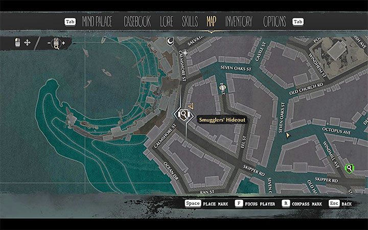 W przypadku tego wariantu musisz osobiście zlokalizować kryjówkę przemytników (Smugglers Hideout) w oparciu o informacje z zabranej notatki - Ojcowie i synowie (Fathers and Sons) | Solucja The Sinking City - The Sinking City - poradnik do gry