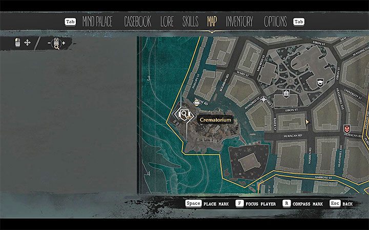 Krematorium (Crematorium) to jedna z dwóch lokacji do odwiedzenia w ramach nowego śledztwa (miejscówki możesz badać w dowolnej kolejności) - Ojcowie i synowie (Fathers and Sons) | Solucja The Sinking City - The Sinking City - poradnik do gry