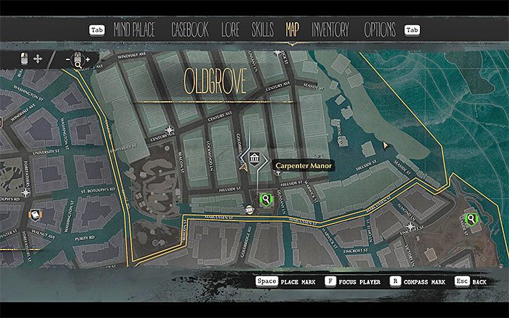 Wizyta w Posiadłości Carpenterów (Carpenter Manor) to inny spośród śladów otrzymanych po pierwszym spotkaniu z Brutusem Carpenterem - Ojcowie i synowie (Fathers and Sons) | Solucja The Sinking City - The Sinking City - poradnik do gry