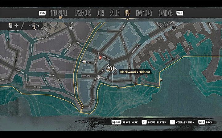 Opuść Klub Orion (na klatce schodowej możesz zniszczyć kolejną kłódkę) - Na łeb, na szyję (Nosedive) | Solucja The Sinking City - The Sinking City - poradnik do gry