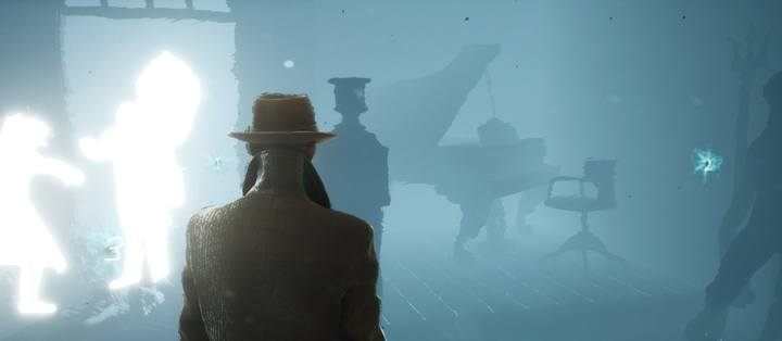 Wykorzystaj błękitny obłok po zbadaniu śladów, by dokonać rekonstrukcji zdarzeń - Delikatna sprawa | Sprawy poboczne w The Sinking City - The Sinking City - poradnik do gry