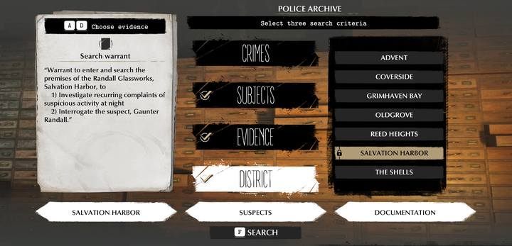 Na posterunku przeszukaj archiwum wybierając następujące parametry - Po drugiej stronie lustra | Sprawy poboczne w The Sinking City - The Sinking City - poradnik do gry