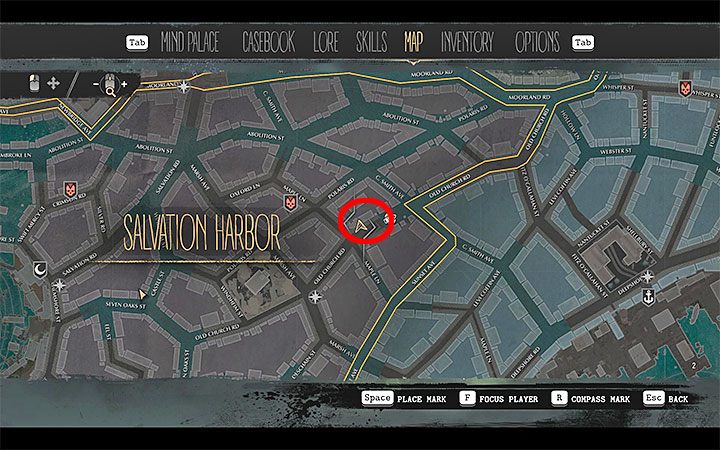 Celem podróży jest miejsce zbrodni w dzielnicy Port Odkupienia (Salvation Harbor) - Frunący Feniks (Fleeing Phoenix) | Solucja The Sinking City - The Sinking City - poradnik do gry