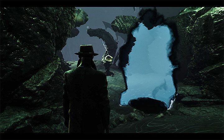 W jaskini znajdują się trzy piedestały i każdy z nich służy do odblokowania innego zakończenia - Lista zakończeń | The Sinking City - The Sinking City - poradnik do gry