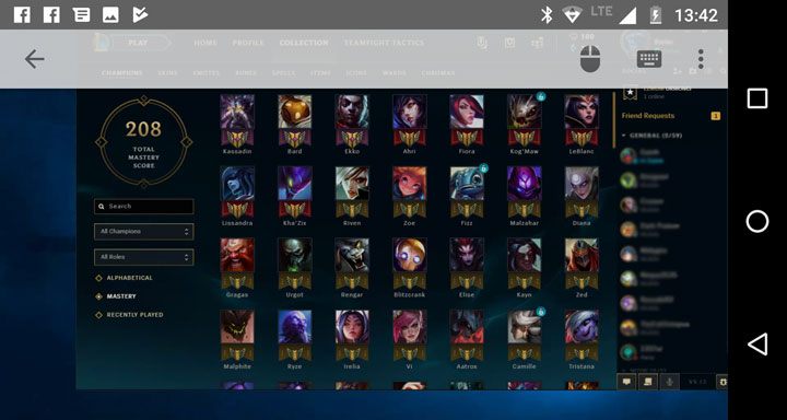 Jak ruszymy palcem z góry ekrany na dół powinien pojawić nam się pasek opcji, na którym zobaczymy ikonkę myszki oraz klawiatury - Jak grać w Teamfight Tactics na telefonie? - Potyczki Taktyczne | Teamfight Tactics | TFT - poradnik do gry