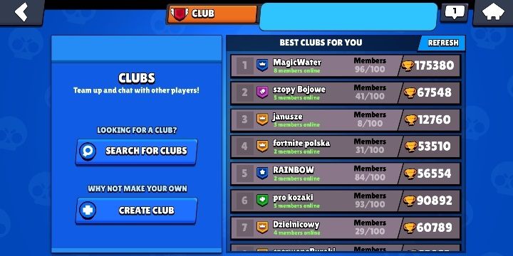 Swój klub możesz wybrać z listy dostępnych w grze teamów - Gra drużynowa i kluby w Brawl Stars - Brawl Stars - poradnik do gry