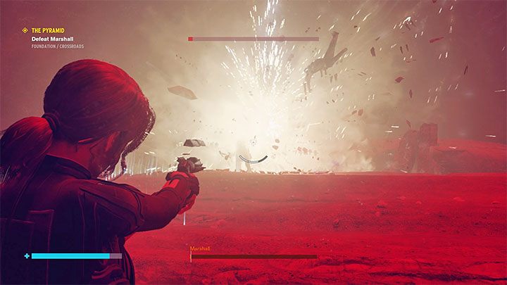 Pozbawienie Marshall całego paska zdrowia doprowadzi do jej śmierci i do wygrania bitwy w pieczarze - Control Foundation: Piramida - solucja, opis przejścia - Control - poradnik do gry