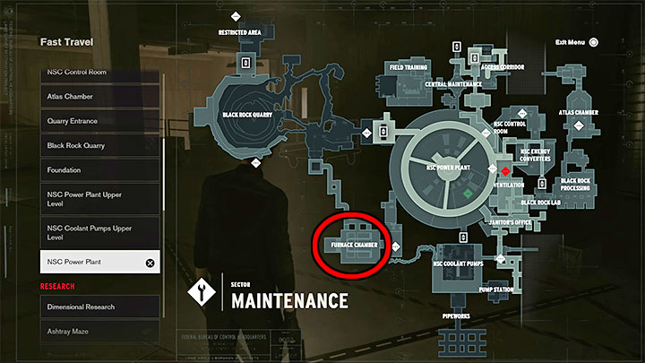 Lokalizację Komory Pieca prezentuje powyższy obrazek - jest ona w południowo-zachodniej części Sektora Technicznego (Maintenance) - Control: Telewizory i Komora Pieca - Control - poradnik do gry