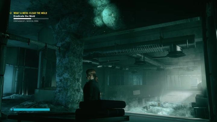 Czwarta pleśń jest na suficie, w rogu pokoju z pierwszą pleśnią - Control: Co za syf, Usuń Pleśń - solucja, opis przejścia - Control - poradnik do gry