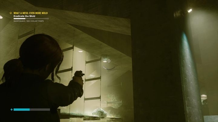Kolejna pleśń jest nad wiszącym rusztowaniem - Control: Co za syf, Jeszcze więcej pleśni - solucja, opis przejścia - Control - poradnik do gry