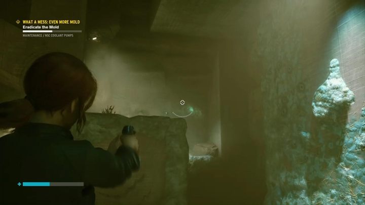 Twój kolejny cel jest na ścianie, blisko korytarza pełnego pleśni - Control: Co za syf, Jeszcze więcej pleśni - solucja, opis przejścia - Control - poradnik do gry