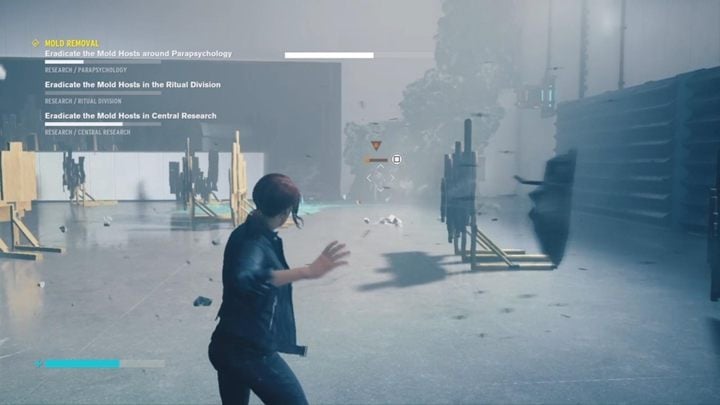 Drugi cel znajdziesz niedaleko, w pokoju z drewnianymi stojakami - Control: Usunięcie pleśni - solucja, opis przejścia - Control - poradnik do gry